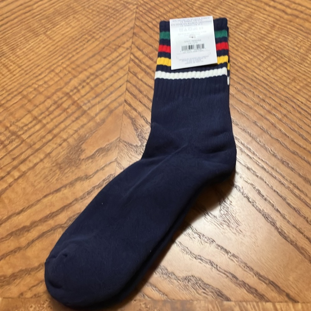 HBC Stripes Navy Blue Crew Socks with Striped Design. - Picture 5 of 5